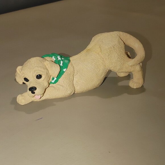 Yellow Labrador Retriever Puppy Figurine Green Bandana Bronners - Picture 8 of 9
